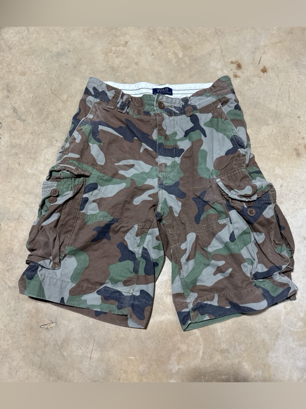 Polo Ralph Lauren Shorts Mens 29 Green Camouflage Cargo Tactical Utility Mens